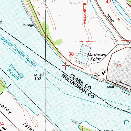 Topographic Map of Mathews Point, WA