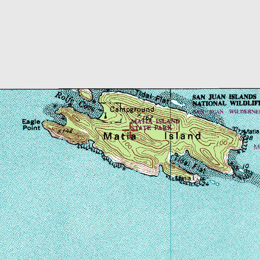 Topographic Map of Matia Island State Park, WA