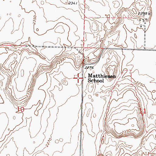 Topographic Map of Matthiesen School, WA