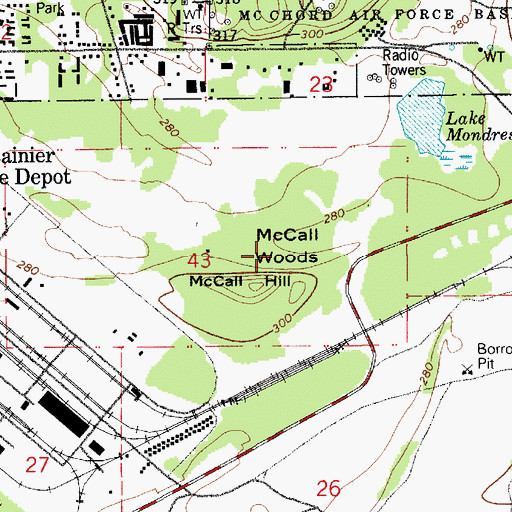 Topographic Map of McCall Woods, WA