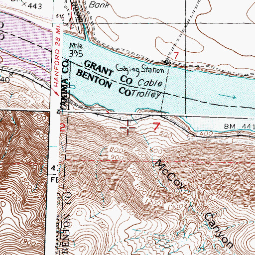 Topographic Map of McCoy Canyon, WA