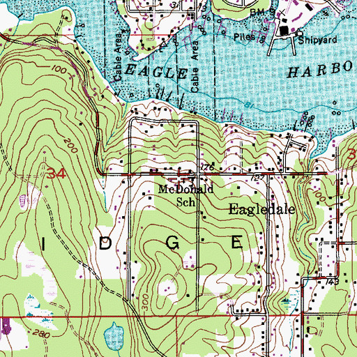 Topographic Map of McDonald School, WA