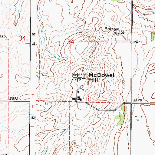 Topographic Map of McDowell Hill, WA