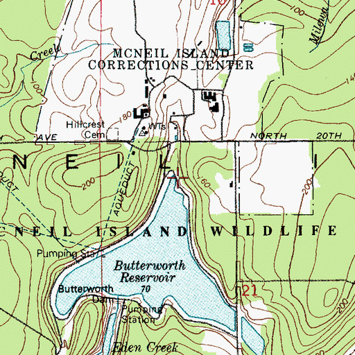 Topographic Map of McNeil Island, WA