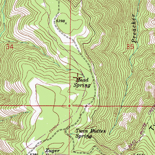 Topographic Map of Mead Spring, WA