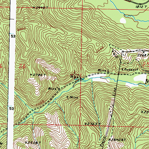 Topographic Map of Meadow Creek Mine, WA