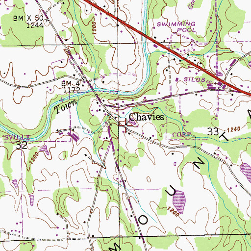 Topographic Map of Chavies Church, AL