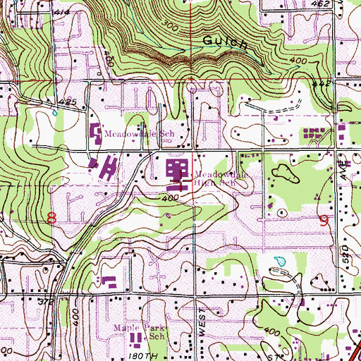 Topographic Map of Meadowdale High School, WA