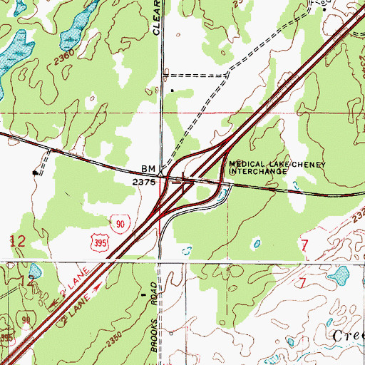 Topographic Map of Medical Lake Cheney Interchange, WA