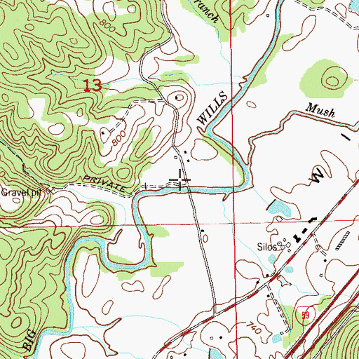 Topographic Map of Cherokee Mill (historical), AL