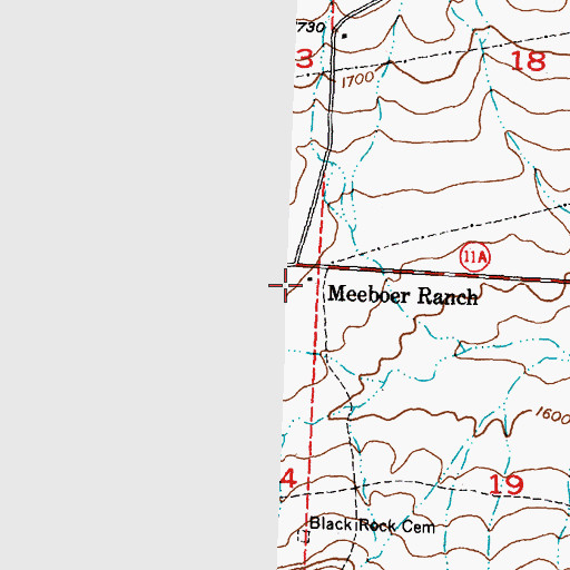 Topographic Map of Meeboer Ranch, WA