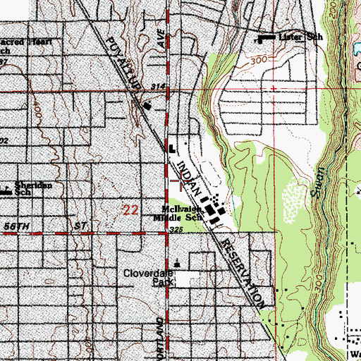 Topographic Map of First Creek Middle School, WA