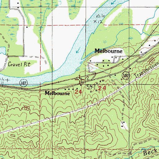 Topographic Map of Melbourne, WA