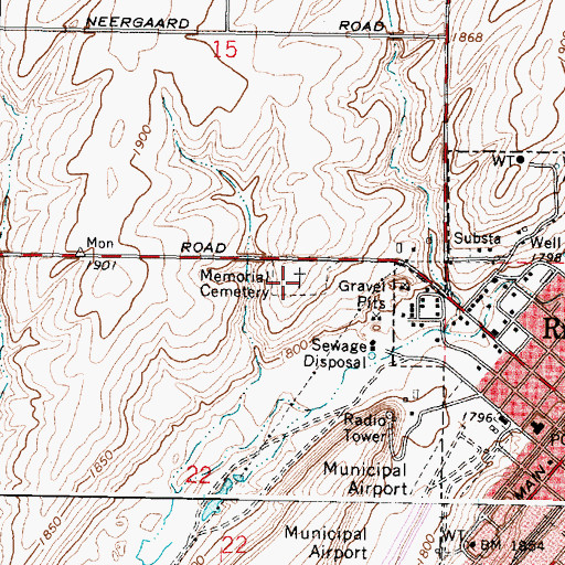 Topographic Map of Memorial Cemetery, WA