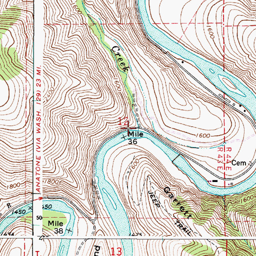 Topographic Map of Menatchee Creek, WA
