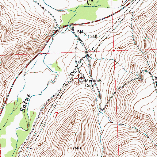 Topographic Map of Meninik Cemetery, WA