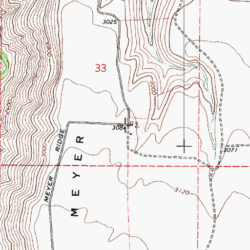 Topographic Map of Meyer Ridge, WA