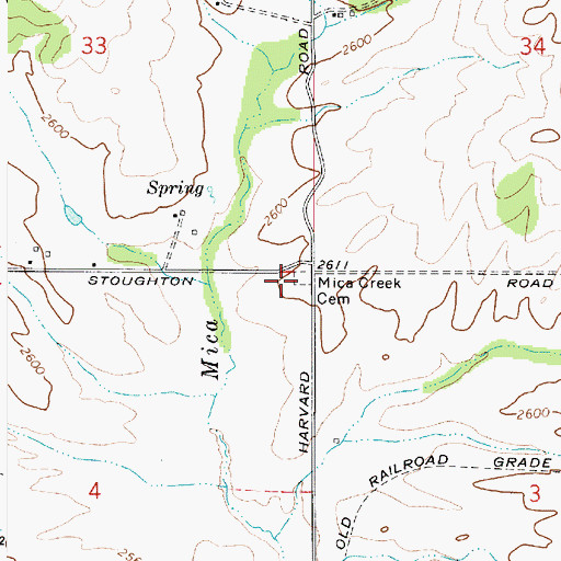 Topographic Map of Mica Creek Cemetery, WA