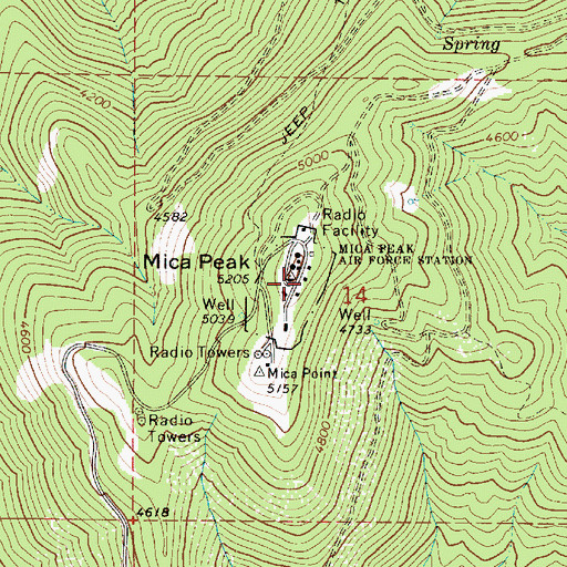 Topographic Map of Mica Peak, WA