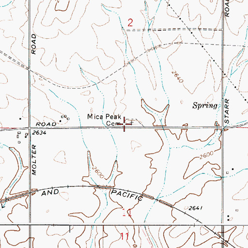 Topographic Map of Mica Peak Cemetery, WA
