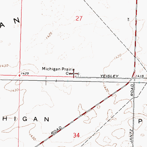 Topographic Map of Michigan Prairie Cemetery, WA