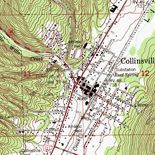 Topographic Map of Collinsville Baptist Church, AL