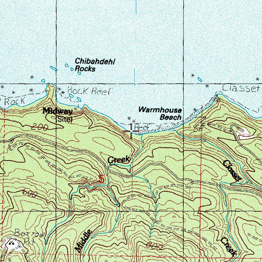 Topographic Map of Middle Creek, WA