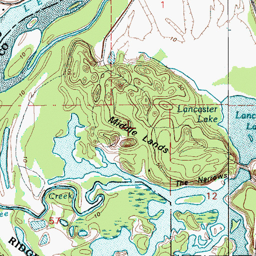 Topographic Map of Middle Lands, WA