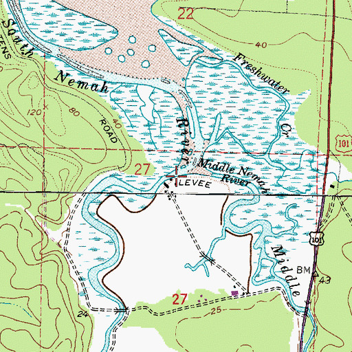 Topographic Map of Middle Nemah River, WA