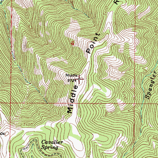 Topographic Map of Middle Point Ridge, WA