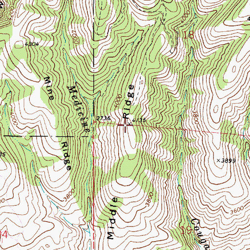 Topographic Map of Middle Ridge, WA