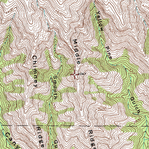 Topographic Map of Middle Ridge, WA