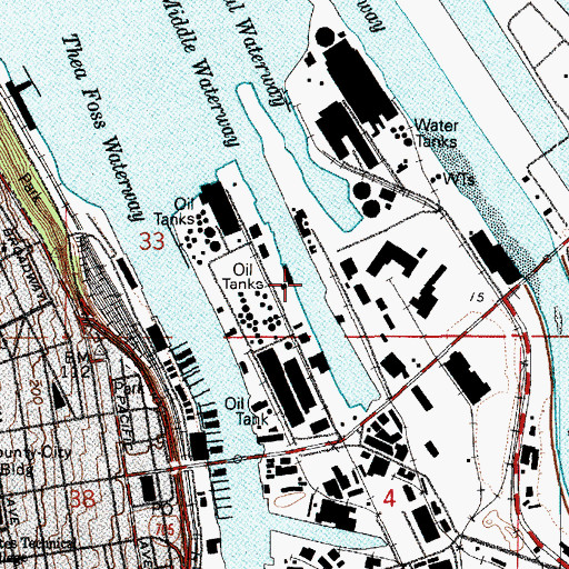 Topographic Map of Middle Waterway, WA
