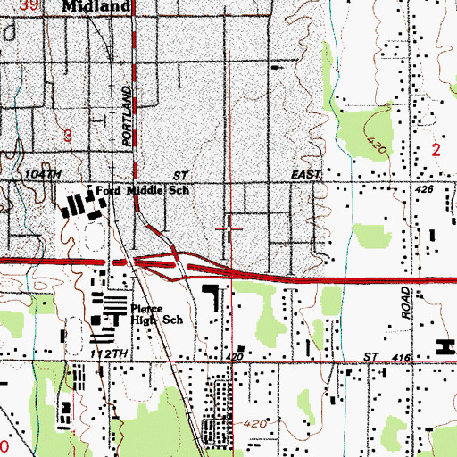Topographic Map of Midland Elementary School, WA