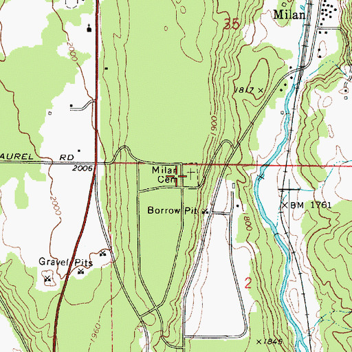 Topographic Map of Milan Cemetery, WA