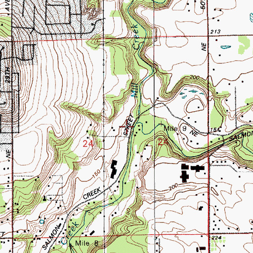 Topographic Map of Mill Creek, WA