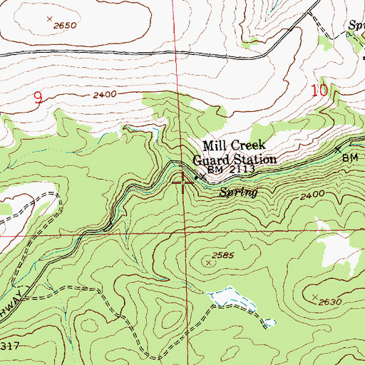 Topographic Map of Mill Creek Guard Station, WA