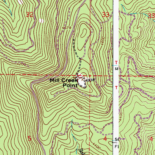 Topographic Map of Mill Creek Point, WA