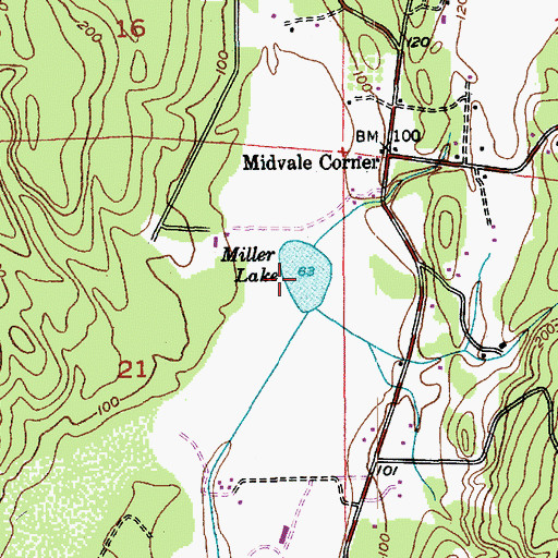 Topographic Map of Miller Lake, WA