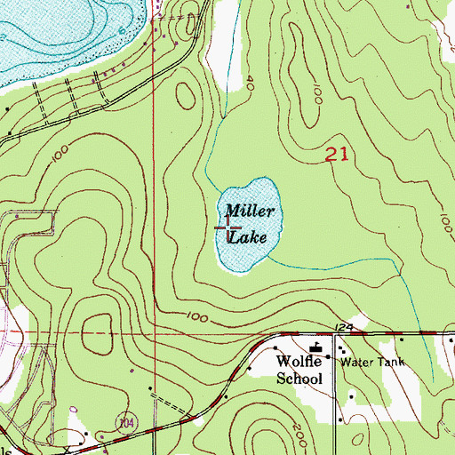 Topographic Map of Miller Lake, WA