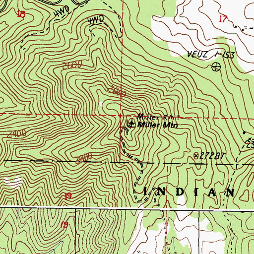 Topographic Map of Miller Mountain, WA