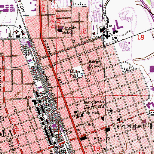 Topographic Map of Miller Park, WA