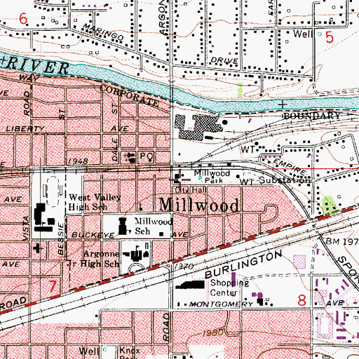 Topographic Map of Millwood Park, WA