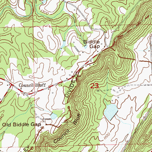 Topographic Map of Council Bluff School (historical), AL