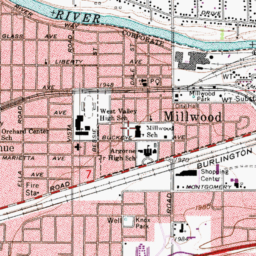 Topographic Map of Millwood Early Childhood Center, WA