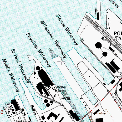 Topographic Map of Milwaukee Waterway, WA
