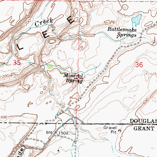 Topographic Map of Mineral Spring, WA