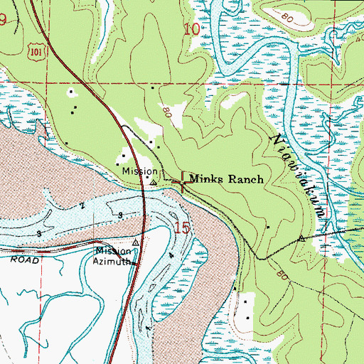 Topographic Map of Minks Ranch, WA