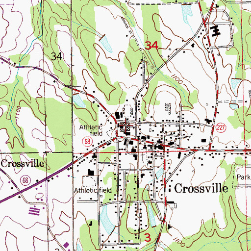 Topographic Map of Crossville High School, AL