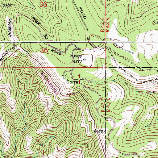 Topographic Map of Misery Spring Campground, WA
